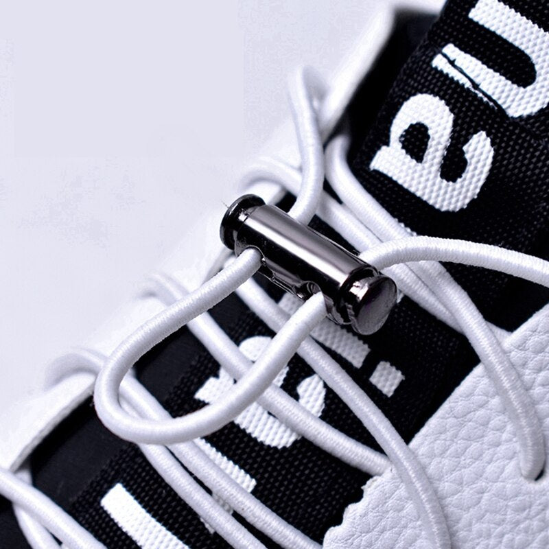 "Metal Lock No Tie Elastic Shoelaces - Easy, Quick, and Stylish!"