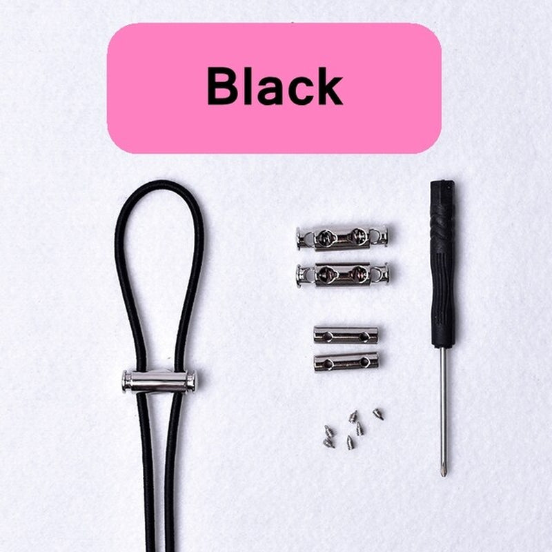 "Metal Lock No Tie Elastic Shoelaces - Easy, Quick, and Stylish!"